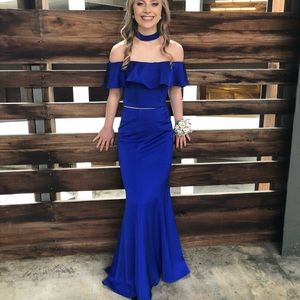 Royal Blue Two Piece Prom Dress